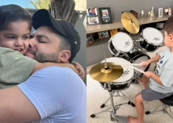 Filho de Murilo Huff e Marília Mendonça brilha na bateria e impressiona fãs