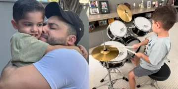 Filho de Murilo Huff e Marília Mendonça brilha na bateria e impressiona fãs