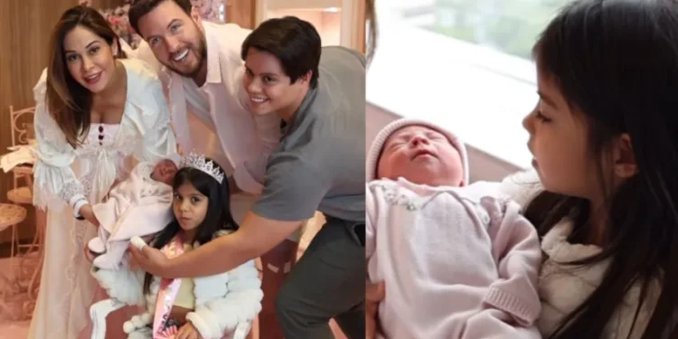 Maíra Cardi mostra encontro emocionante dos filhos com a bebê Eloáh