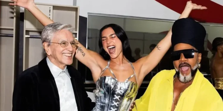 Caetano e Carlinhos Brown agradecem Dua Lipa após participação em show: “O Brasil te ama”